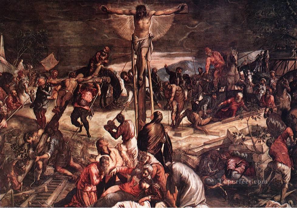 Crucifixion detail1 italien Tintoretto religieux chrétien Peintures à l'huile
